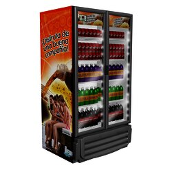 Refrigerador vertical 2 puertas de cristal, 26 pies.