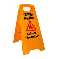 Señales de precaución, piso mojado.