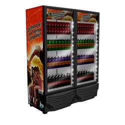 Refrigerador vertical 2 puertas de cristal, 35 pies.