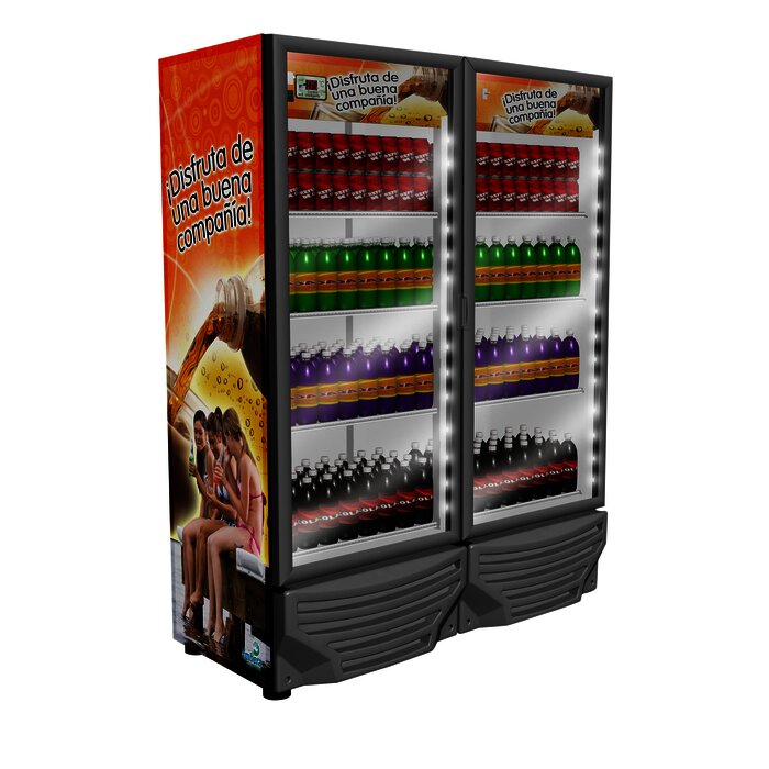 Refrigerador vertical 2 puertas de cristal, 35 pies.
