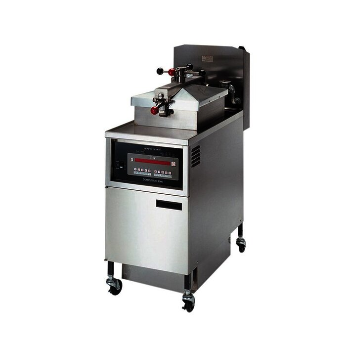 Freidora a presión eléctrica capacidad 48 libras.