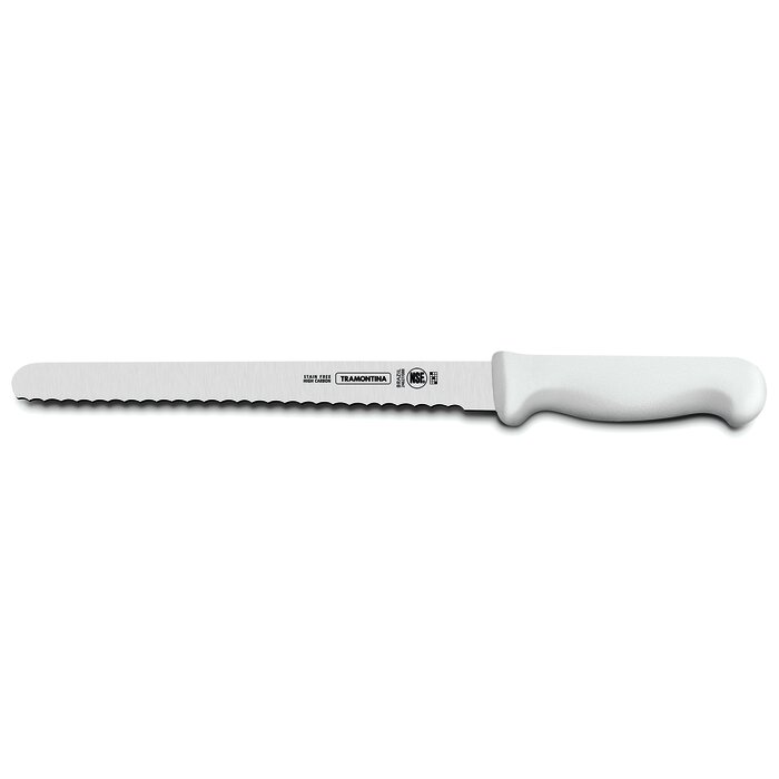 Cuchillo para jamón con sierra 12", blanco.